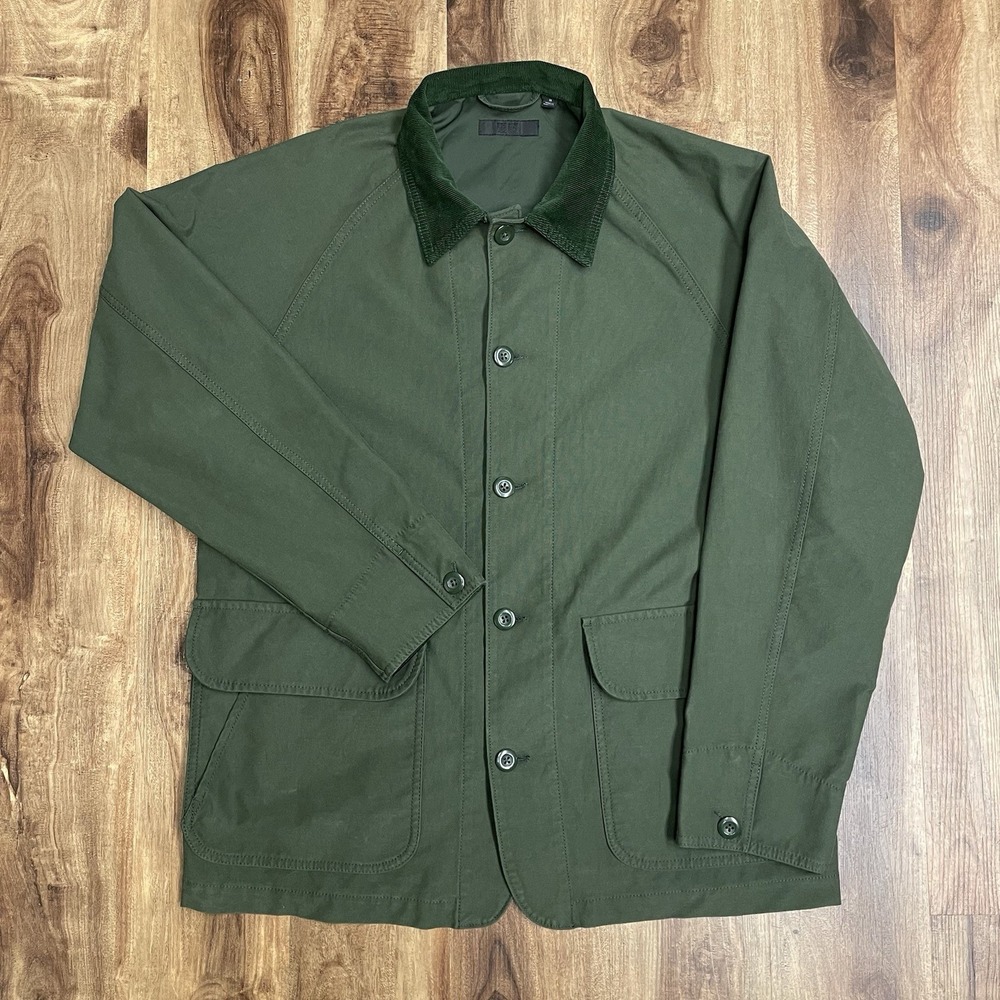 Uniqlo Jacket Mens M Olive Green Chore Overshirt Utility Worker Corduroy Collar